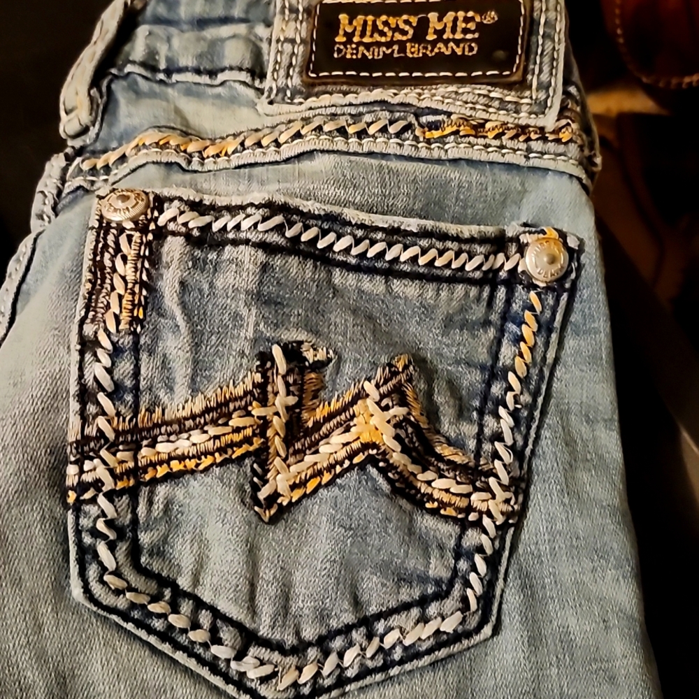 Miss Me Light Blue Boot Cut Jeans with Faded Denim